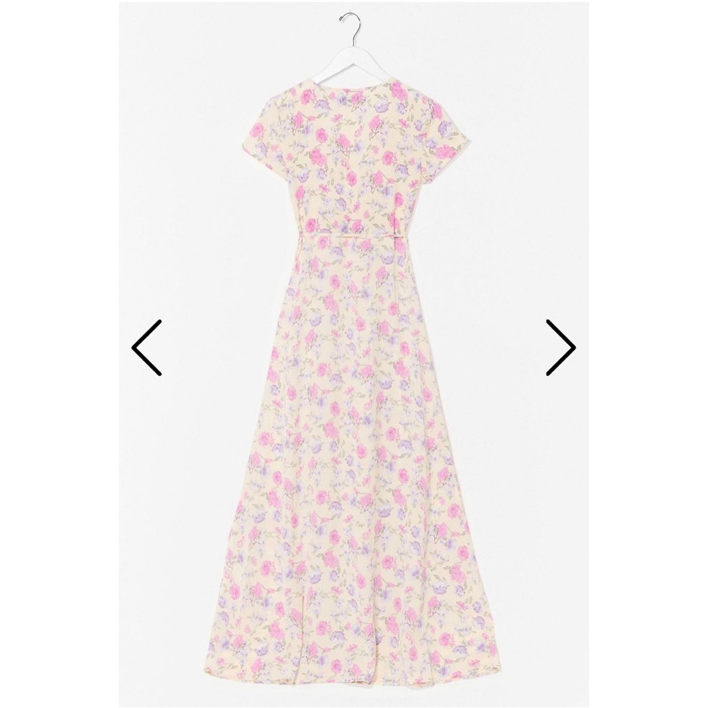 Nasty Gal Pink Floral Flowing Wrap Maxi Dress Sz 2
